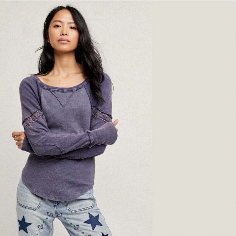 Free People We the Free Luella Tee Shirt with Crochet Inset NWT XS